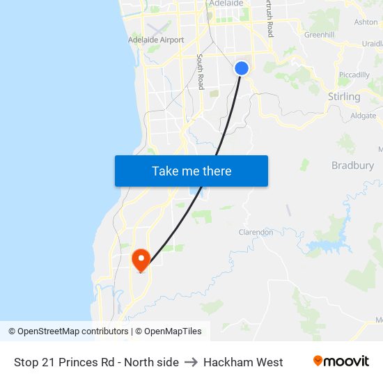 Stop 21 Princes Rd - North side to Hackham West map