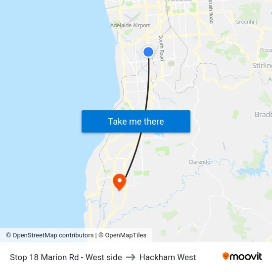 Stop 18 Marion Rd - West side to Hackham West map
