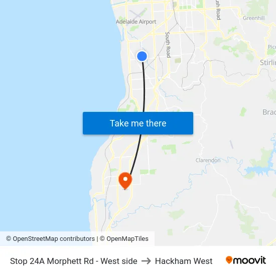 Stop 24A Morphett Rd - West side to Hackham West map