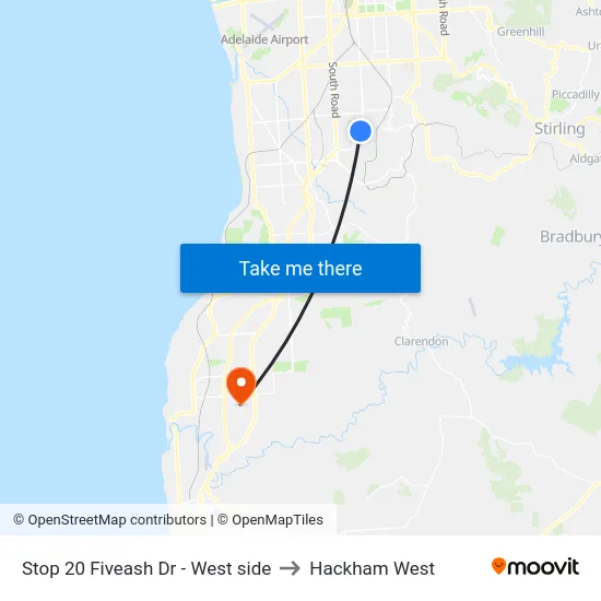Stop 20 Fiveash Dr - West side to Hackham West map
