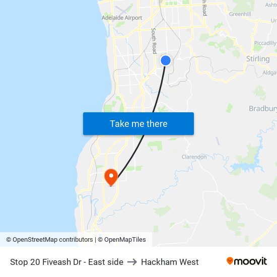 Stop 20 Fiveash Dr - East side to Hackham West map