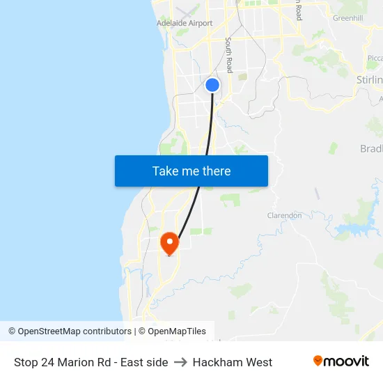 Stop 24 Marion Rd - East side to Hackham West map