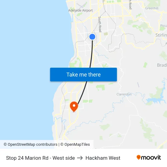 Stop 24 Marion Rd - West side to Hackham West map