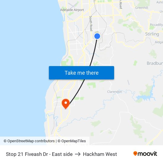 Stop 21 Fiveash Dr - East side to Hackham West map