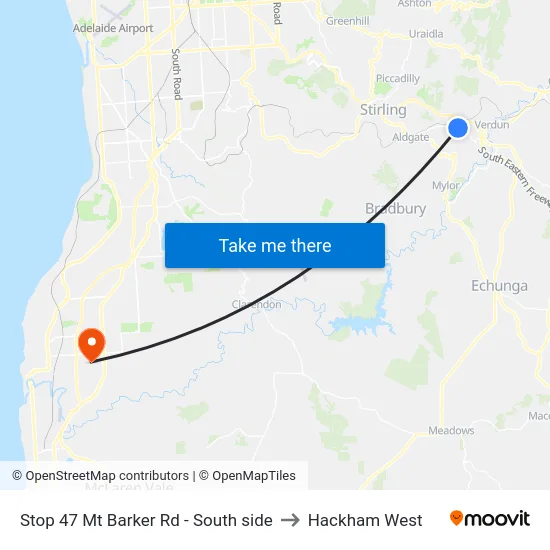 Stop 47 Mt Barker Rd - South side to Hackham West map