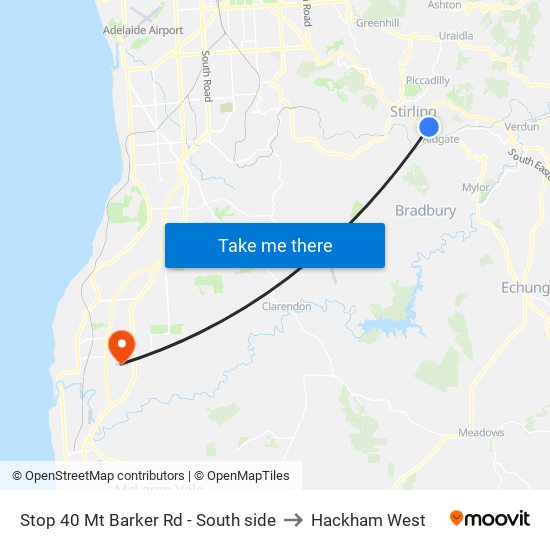 Stop 40 Mt Barker Rd - South side to Hackham West map