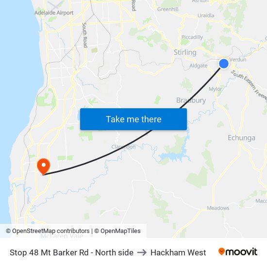 Stop 48 Mt Barker Rd - North side to Hackham West map