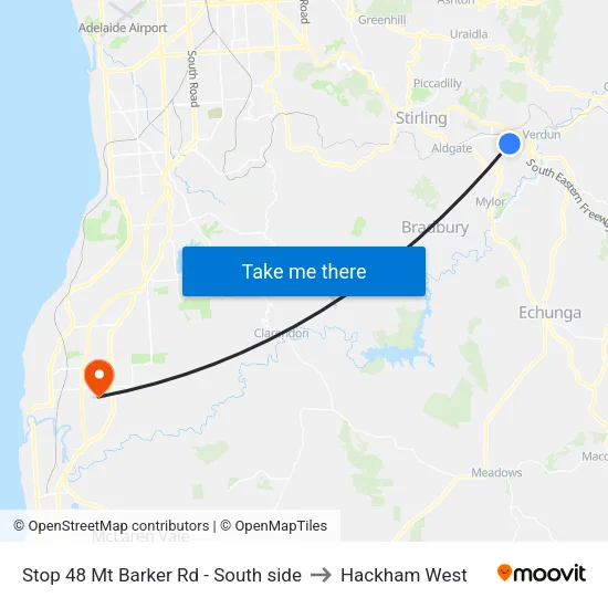 Stop 48 Mt Barker Rd - South side to Hackham West map