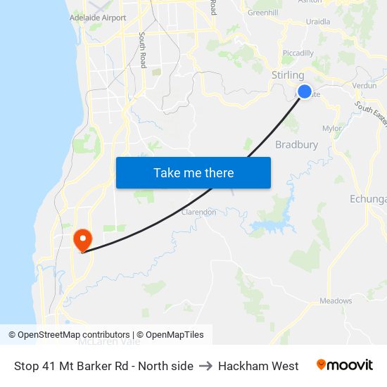 Stop 41 Mt Barker Rd - North side to Hackham West map