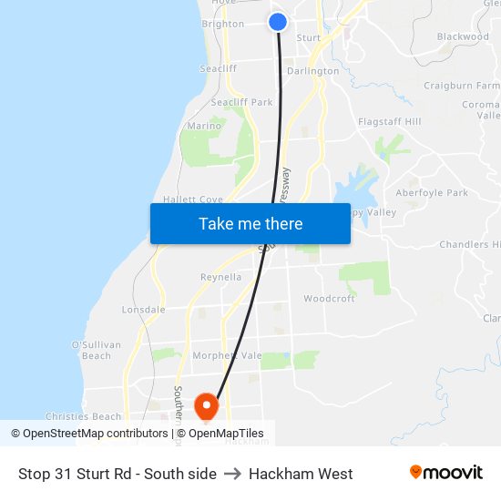 Stop 31 Sturt Rd - South side to Hackham West map