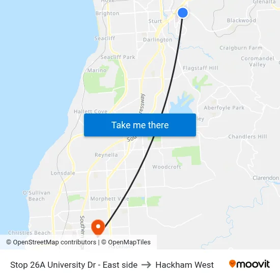Stop 26A University Dr - East side to Hackham West map
