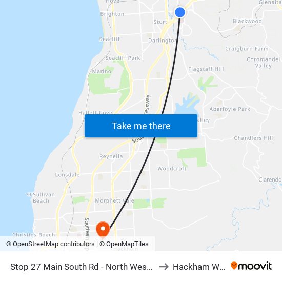 Stop 27 Main South Rd - North West side to Hackham West map