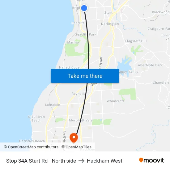 Stop 34A Sturt Rd - North side to Hackham West map