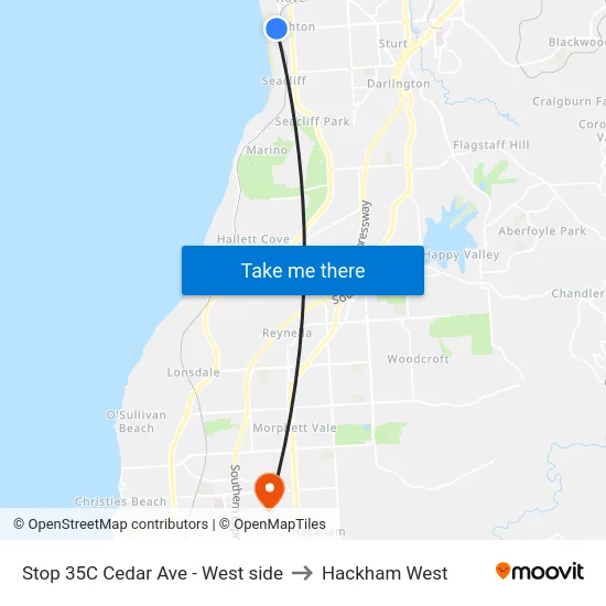 Stop 35C Cedar Ave - West side to Hackham West map