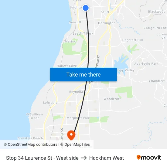 Stop 34 Laurence St - West side to Hackham West map
