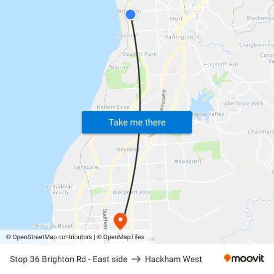 Stop 36 Brighton Rd - East side to Hackham West map