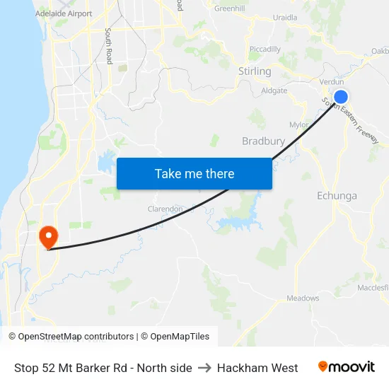 Stop 52 Mt Barker Rd - North side to Hackham West map