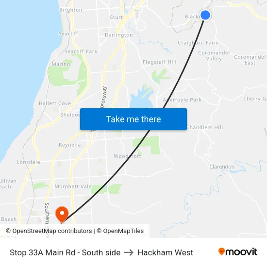 Stop 33A Main Rd - South side to Hackham West map