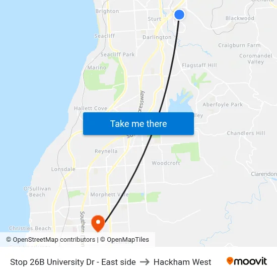 Stop 26B University Dr - East side to Hackham West map