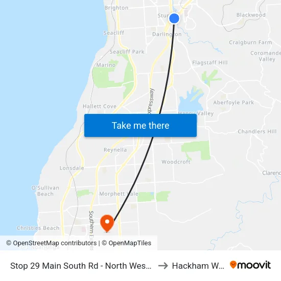 Stop 29 Main South Rd - North West side to Hackham West map