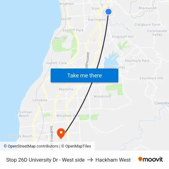 Stop 26D University Dr - West side to Hackham West map