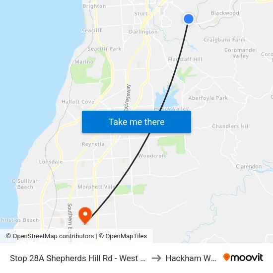 Stop 28A Shepherds Hill Rd - West side to Hackham West map