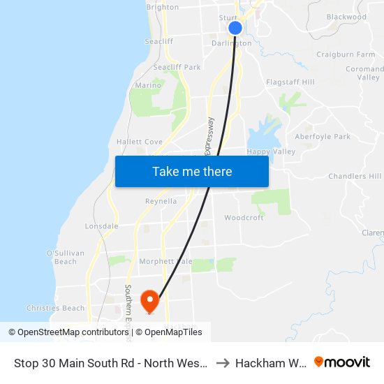 Stop 30 Main South Rd - North West side to Hackham West map