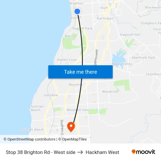 Stop 38 Brighton Rd - West side to Hackham West map