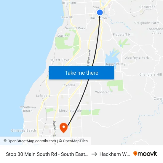 Stop 30 Main South Rd - South East side to Hackham West map
