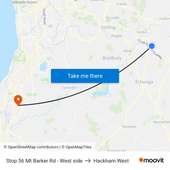Stop 56 Mt Barker Rd - West side to Hackham West map