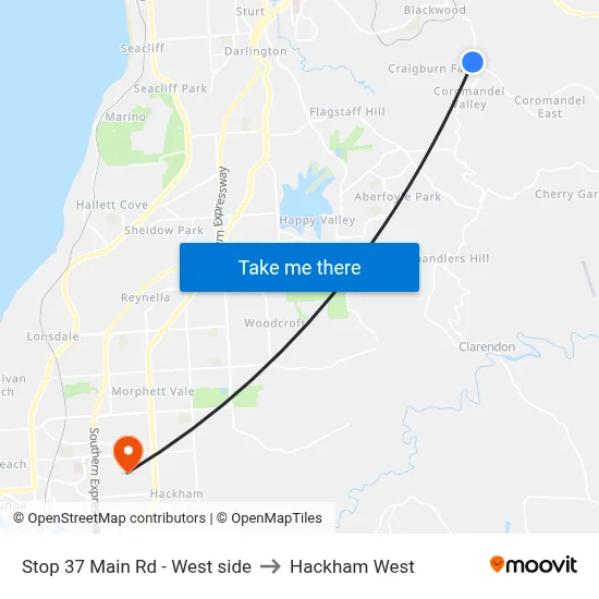 Stop 37 Main Rd - West side to Hackham West map