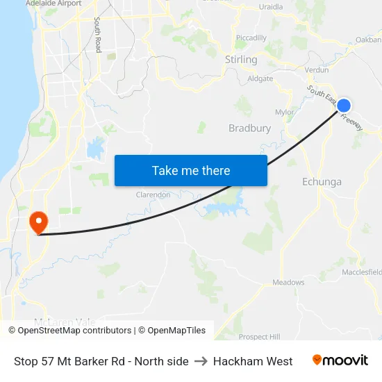 Stop 57 Mt Barker Rd - North side to Hackham West map