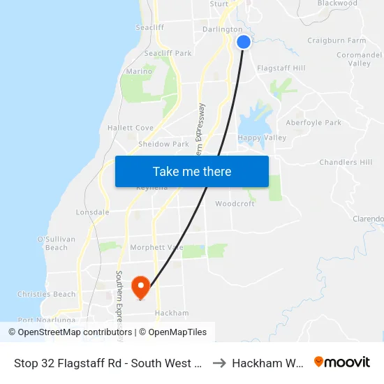 Stop 32 Flagstaff Rd - South West side to Hackham West map