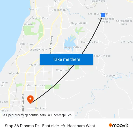 Stop 36 Diosma Dr - East side to Hackham West map