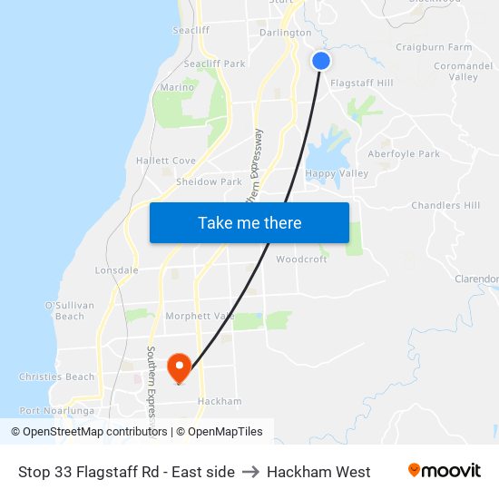 Stop 33 Flagstaff Rd - East side to Hackham West map