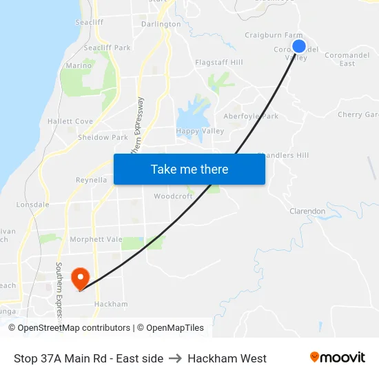 Stop 37A Main Rd - East side to Hackham West map