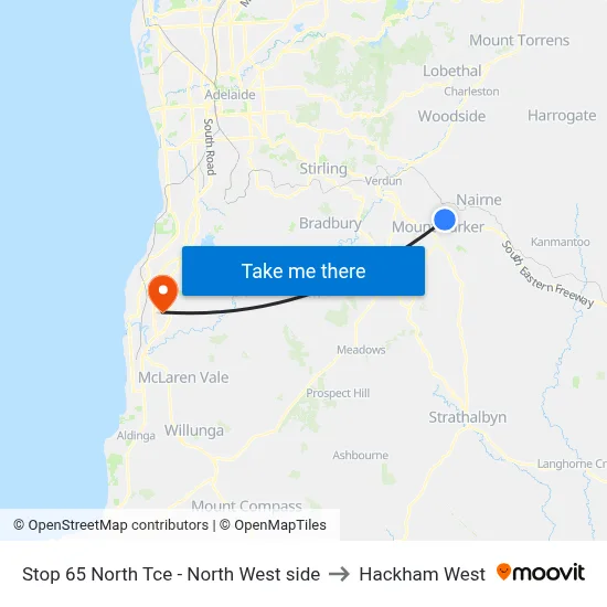 Stop 65 North Tce - North West side to Hackham West map