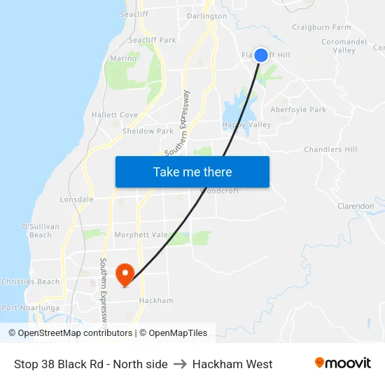 Stop 38 Black Rd - North side to Hackham West map