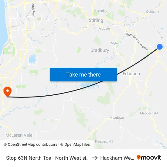 Stop 63N North Tce - North West side to Hackham West map