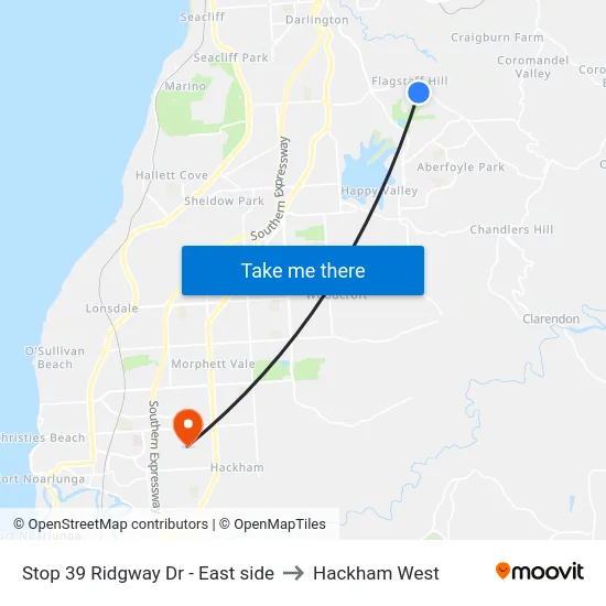 Stop 39 Ridgway Dr - East side to Hackham West map