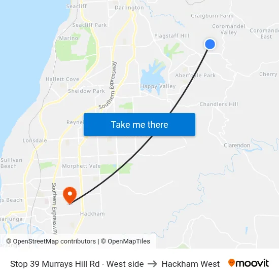 Stop 39 Murrays Hill Rd - West side to Hackham West map