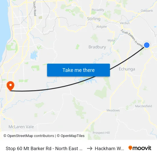 Stop 60 Mt Barker Rd - North East side to Hackham West map
