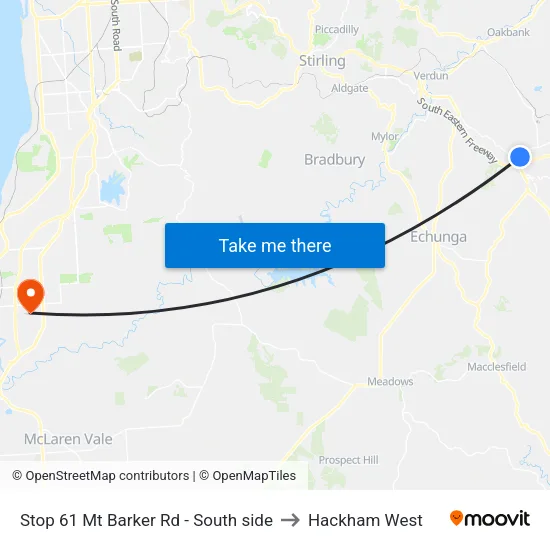 Stop 61 Mt Barker Rd - South side to Hackham West map