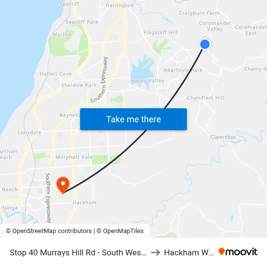 Stop 40 Murrays Hill Rd - South West side to Hackham West map