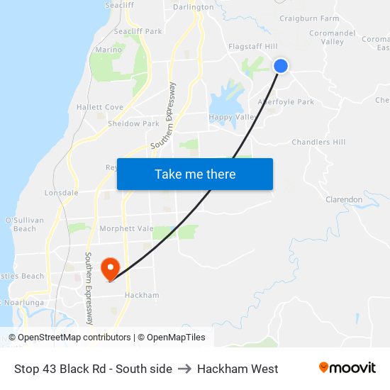 Stop 43 Black Rd - South side to Hackham West map