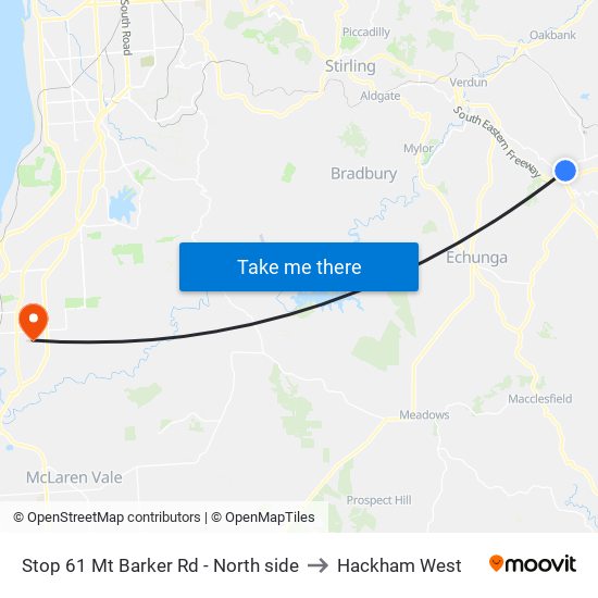 Stop 61 Mt Barker Rd - North side to Hackham West map