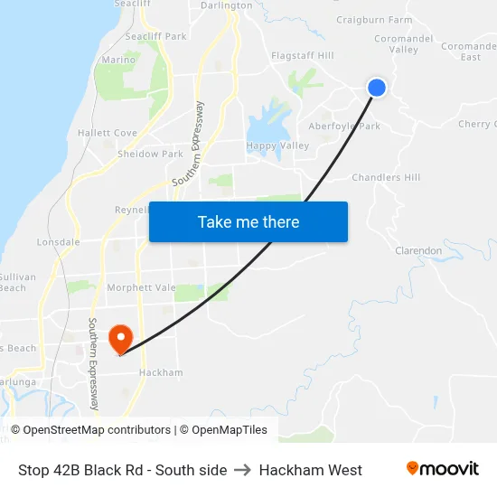 Stop 42B Black Rd - South side to Hackham West map