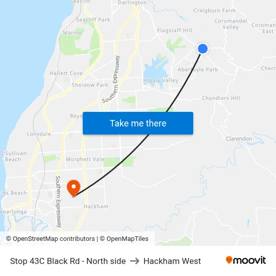 Stop 43C Black Rd - North side to Hackham West map
