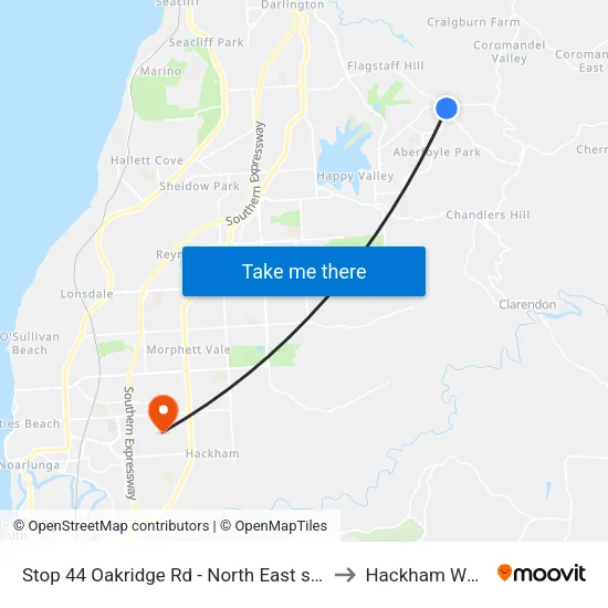 Stop 44 Oakridge Rd - North East side to Hackham West map