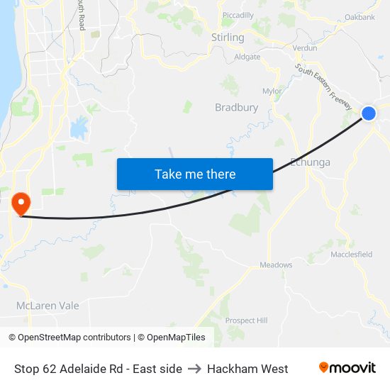 Stop 62 Adelaide Rd - East side to Hackham West map